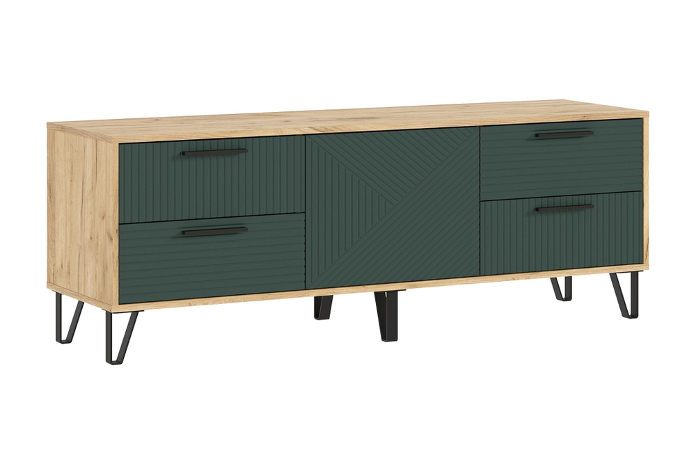 Тумба под телевизор напольная Браш графит/Дуб крафт 150х42х54