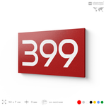 Номер на дверь 399, табличка на дверь для офиса, квартиры, кабинета, аудитории, склада, красная 120х70 мм, Айдентика Технолоджи