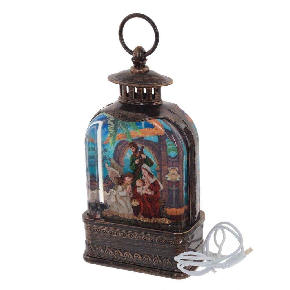 GAEM Фигурка декор в стекл шаре "Рождество" (подсвет, вьюга, 2xAAA, н/п), L13 W7 H27 см