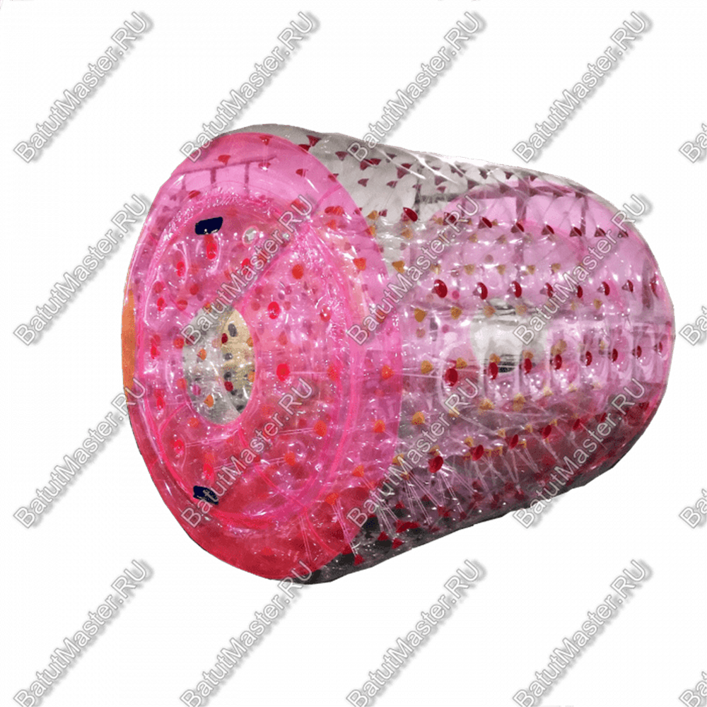 Аттракцион Водный роллер (Гидророллер) ПВХ «Розовый» с цветными стропами 2.4*2.2*2.2 м