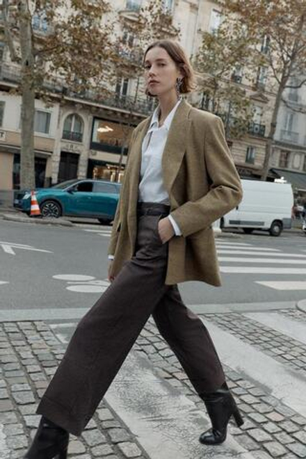 ZARA БРЮКИ С РЕМНЕМ И УЗОРОМ «ГУСИНАЯ ЛАПКА», МЯГКИЙ СЕРЫЙ