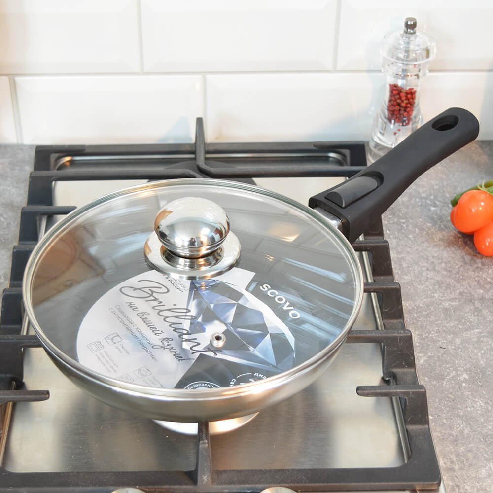 Сковорода 22см "Brilliant" стеклянная крышка