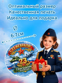 Стикер-наклейка для подарка с 23 февраля (67мм)