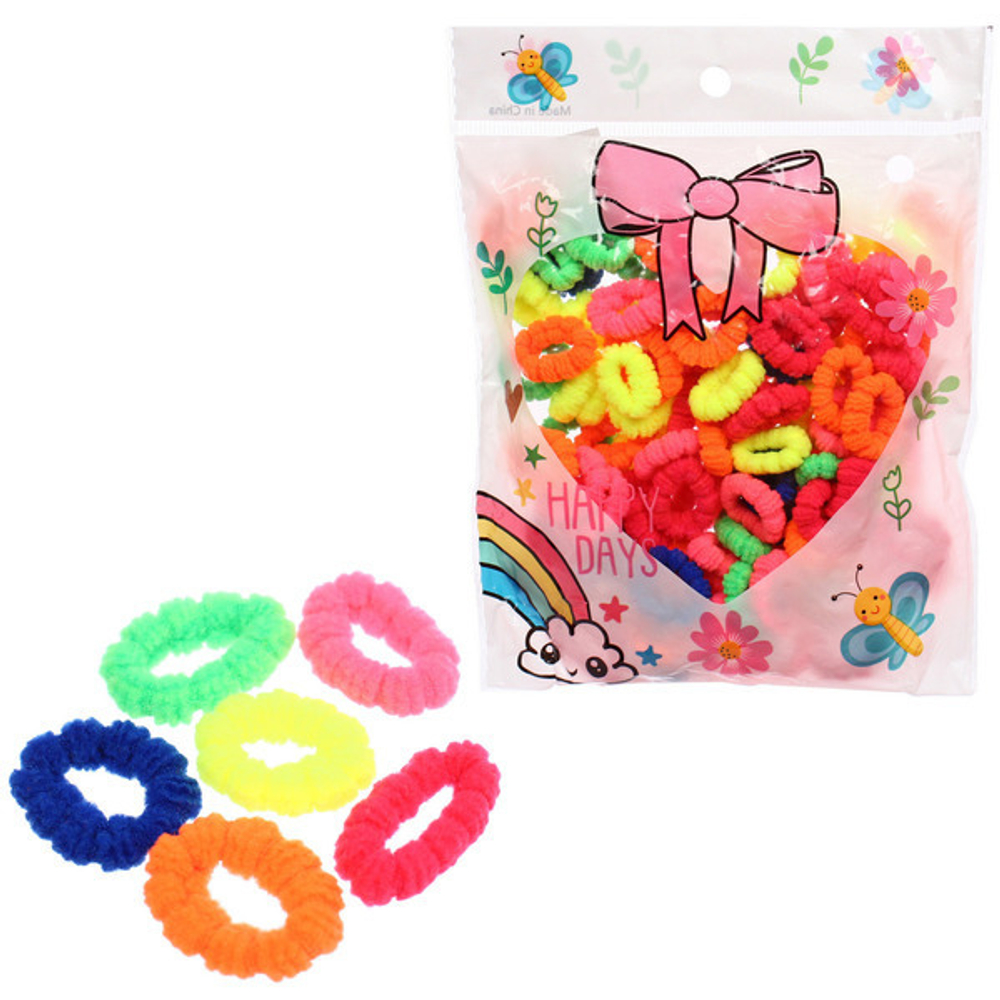 Резинки для волос 100шт «МИНДАЛЬ», цвет микс, d-2см