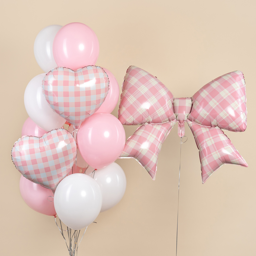 Сердце с принтом "Розовое в белую клеточку"