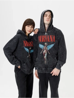 Зип Худи PARABOLA Nirvana оверсайз для мужчин и женщин