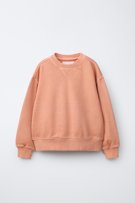 ZARA ОДНОТОННАЯ ТОЛСТОВКА ИЗ КРАШЕНОЙ ТКАНИ, ОРАНЖЕВЫЙ