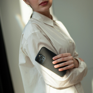 Чехол для iPhone 12 Pro Max из натуральной кожи теленка, цвета черный