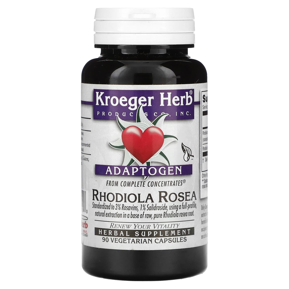 Kroeger Herb Co, родиола розовая, 90 вегетарианских капсул