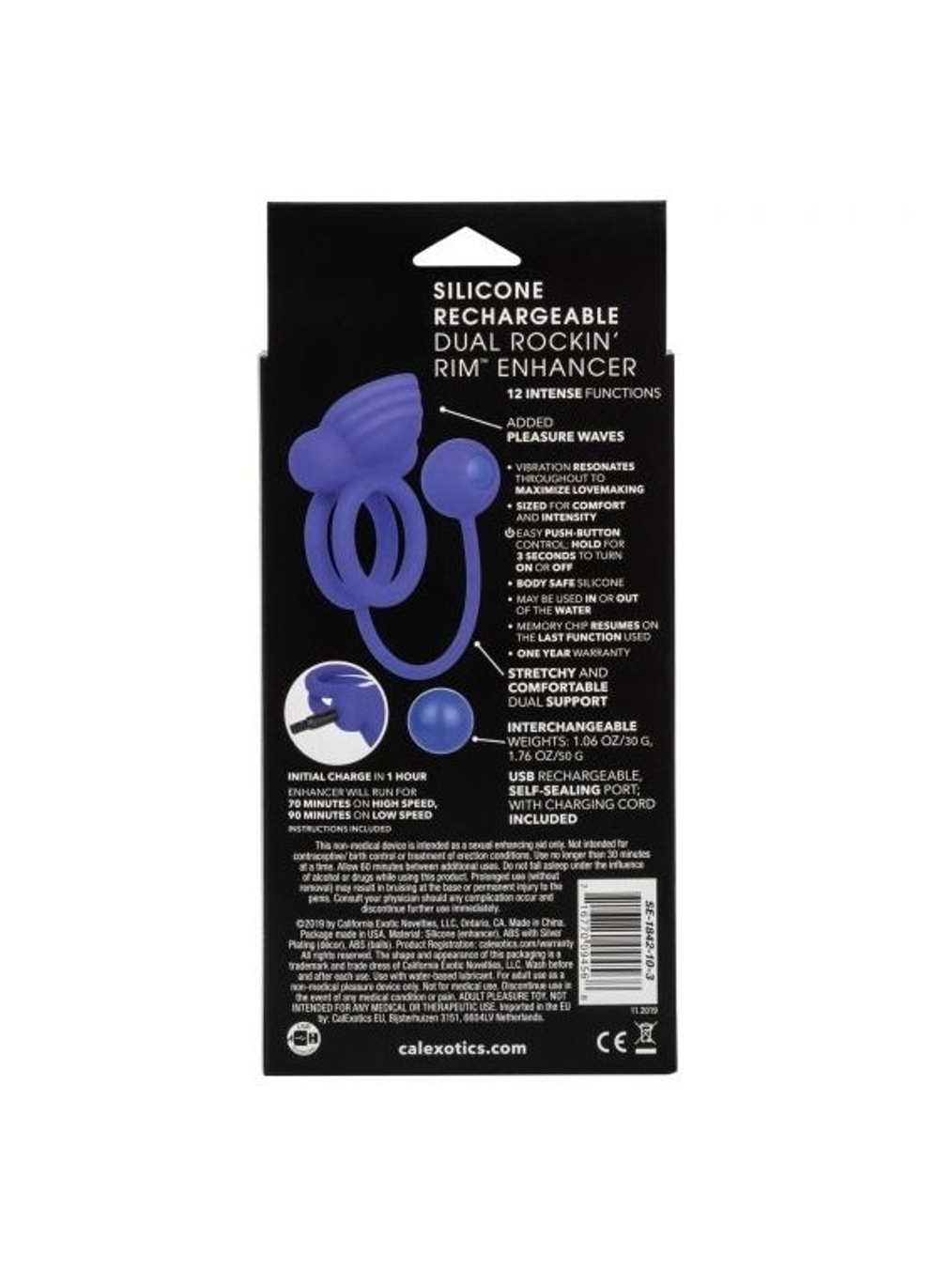 Перезарежаемое утяжеленное двойное эрекционное кольцо с вибрацией Dual Rockin' Rim Enhancer