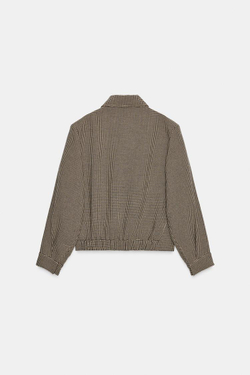 ZARA БОМБЕР В ГУСИНУЮ ЛАПКУ С ПОДПЛЕЧНИКАМИ, ЧЕРНЫЙ/КОРИЧНЕВЫЙ