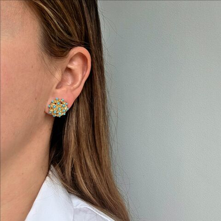 Серьги букетики с бирюзой