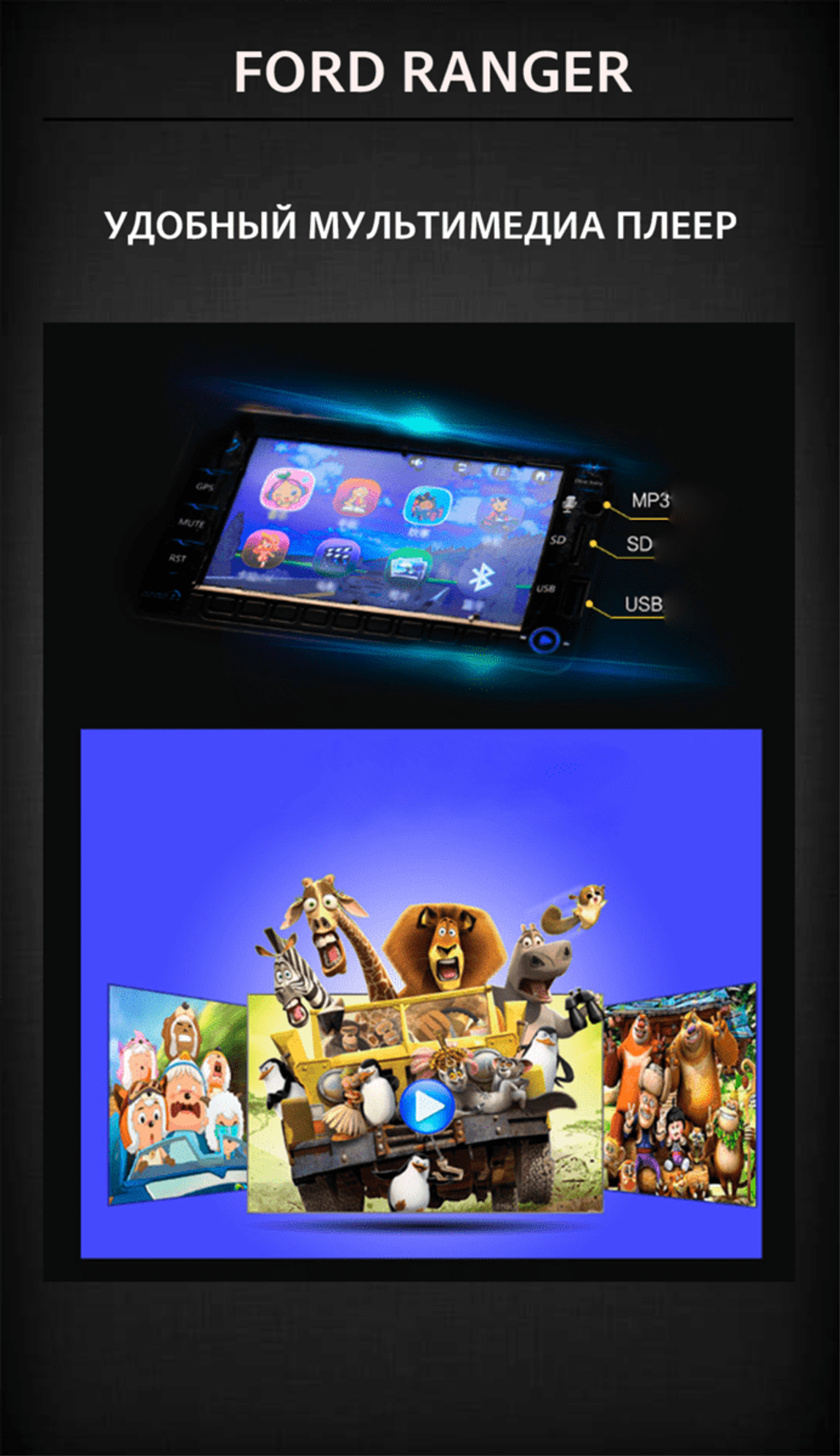 Детский электромобиль "Ford Ranger" 12V ,черный