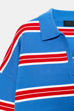 ZARA ПОЛО В ПОЛОСКУ, СИНИЙ