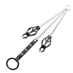 Черно-серебристые зажимы для сосков с кольцом для пениса ToyFa Metal 712050