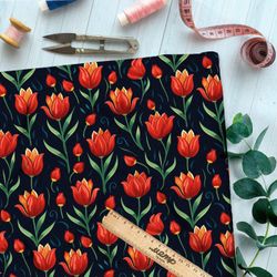 Ткань премиум атлас живописный тюльпан