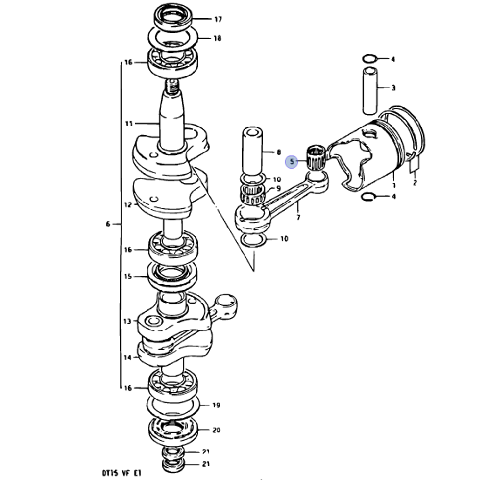 Подшипник игольчатый Suzuki 9.9/15лс (оригинальный арт. 09263-14019-000)