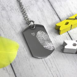 Стальной жетон с гравировкой отпечатка пальца на заказ