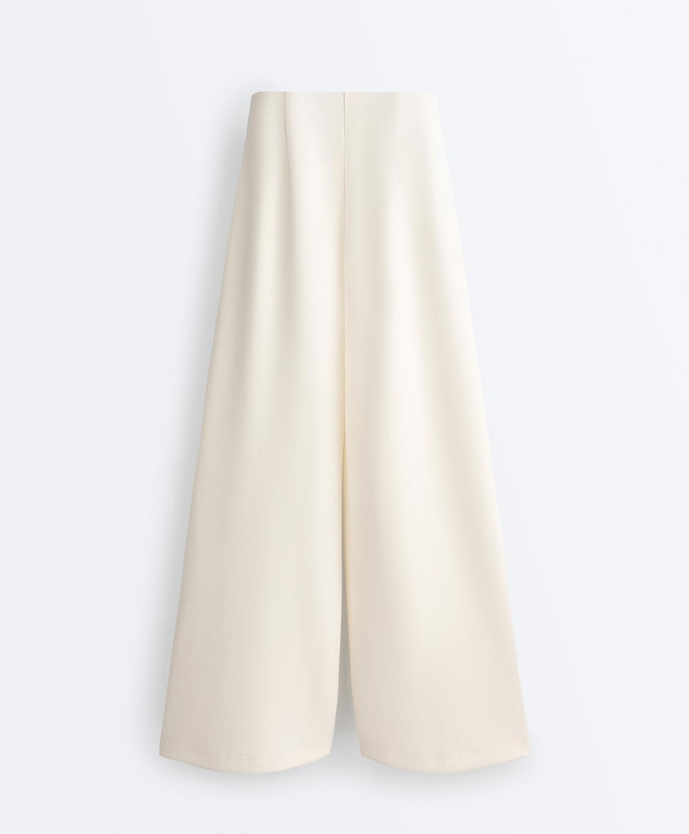 Oysho Брюки прямого кроя из мягкого модала с кантом, экрю