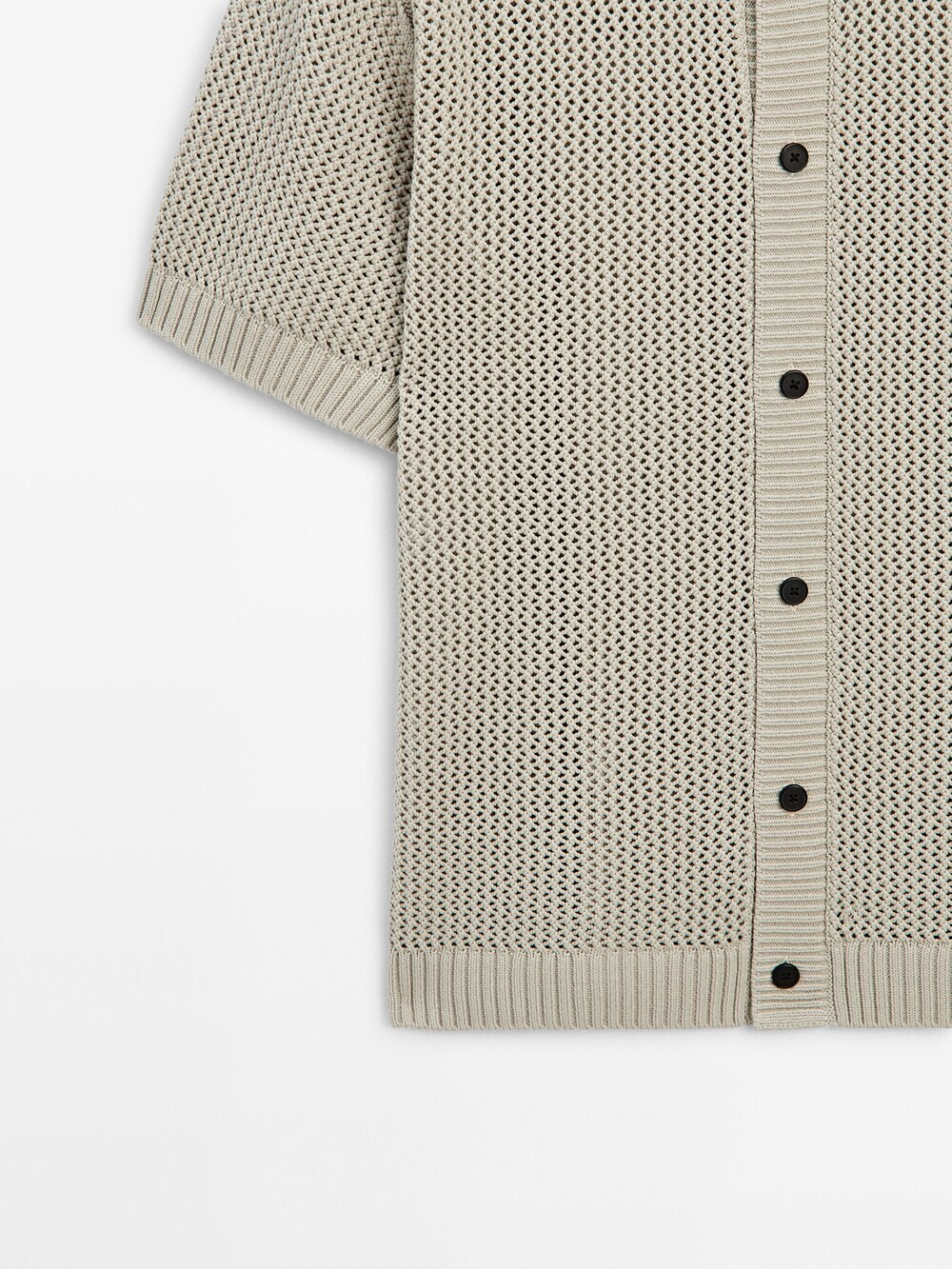 Massimo Dutti Кардиган с ажурным и пуговицами, бежевый