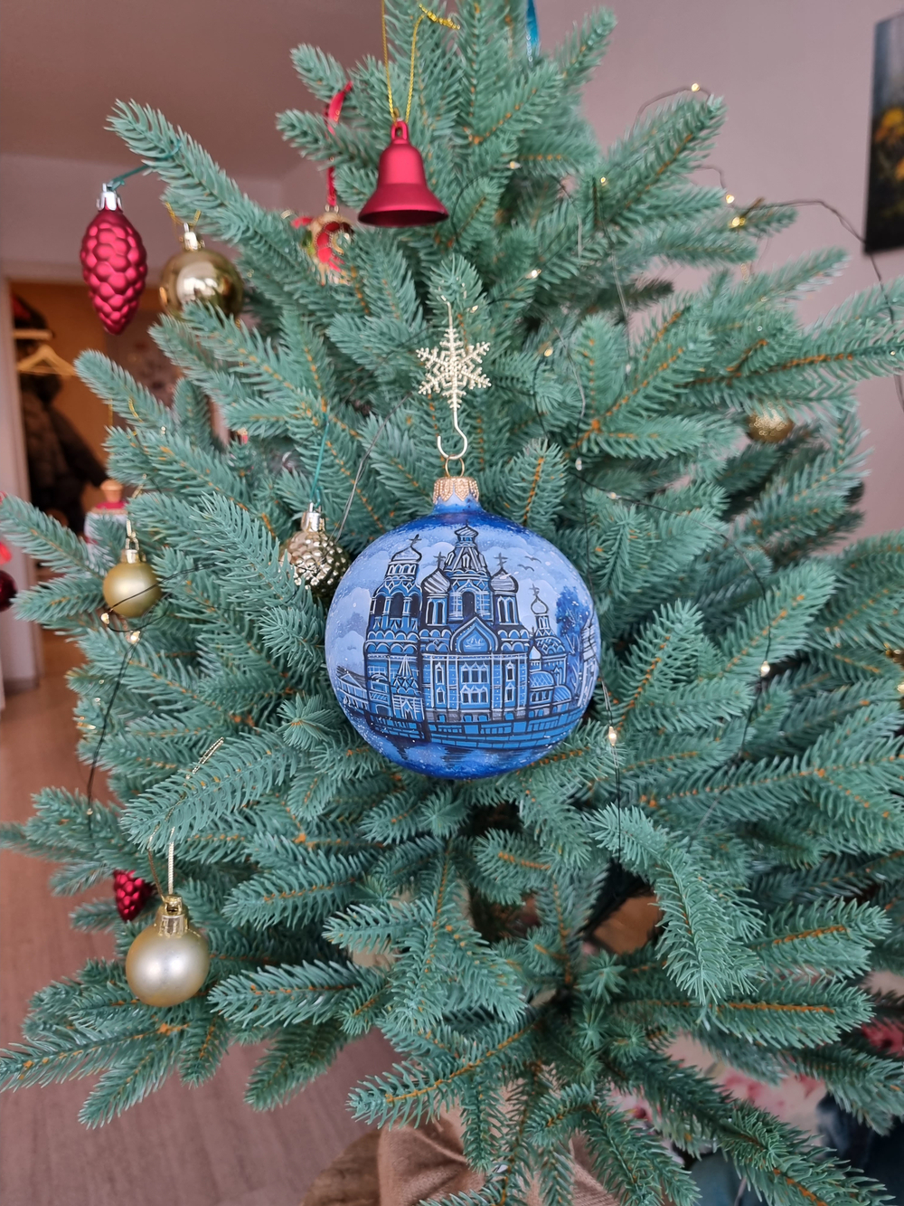 Шар стеклянный "Спас на крови",  ручная роспись