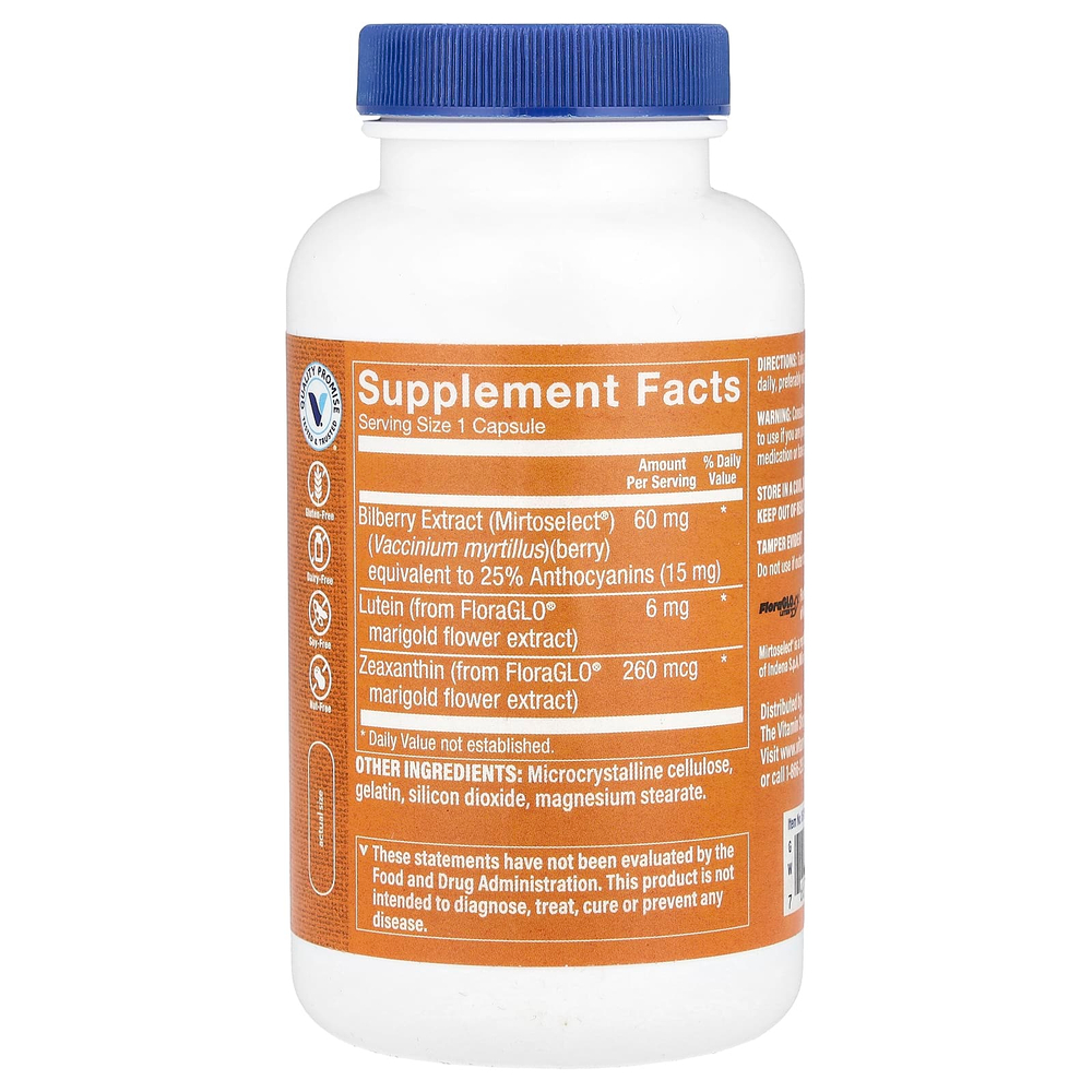 The Vitamin Shoppe, лютеин с экстрактом черники, 240 капсул