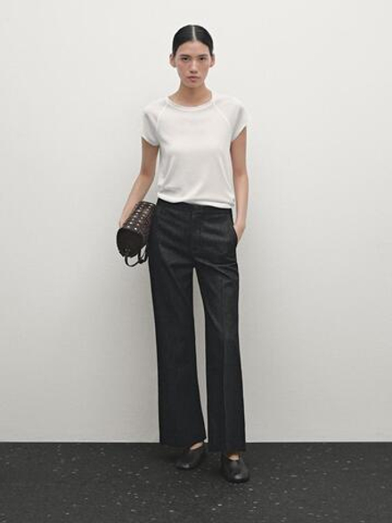 Massimo Dutti Расклешенные джинсы со средней посадкой, маренго