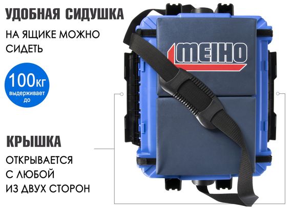 Ящик рыболовный зимний Meiho BUCKET MOUTH BM-7000W Blue 475x335x320
