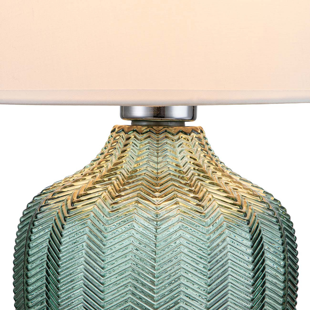 Настольный светильник 1х40Вт E27, стекло/ткань, зеленый