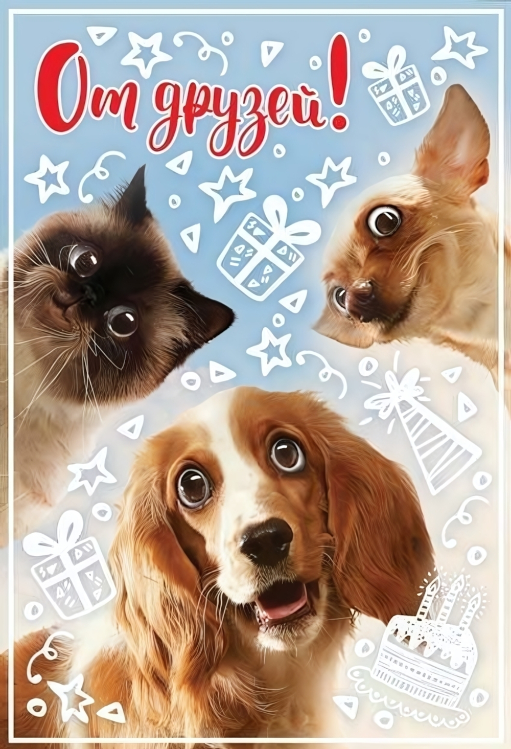 Открытка "От друзей" 12*18 см (Сфера)