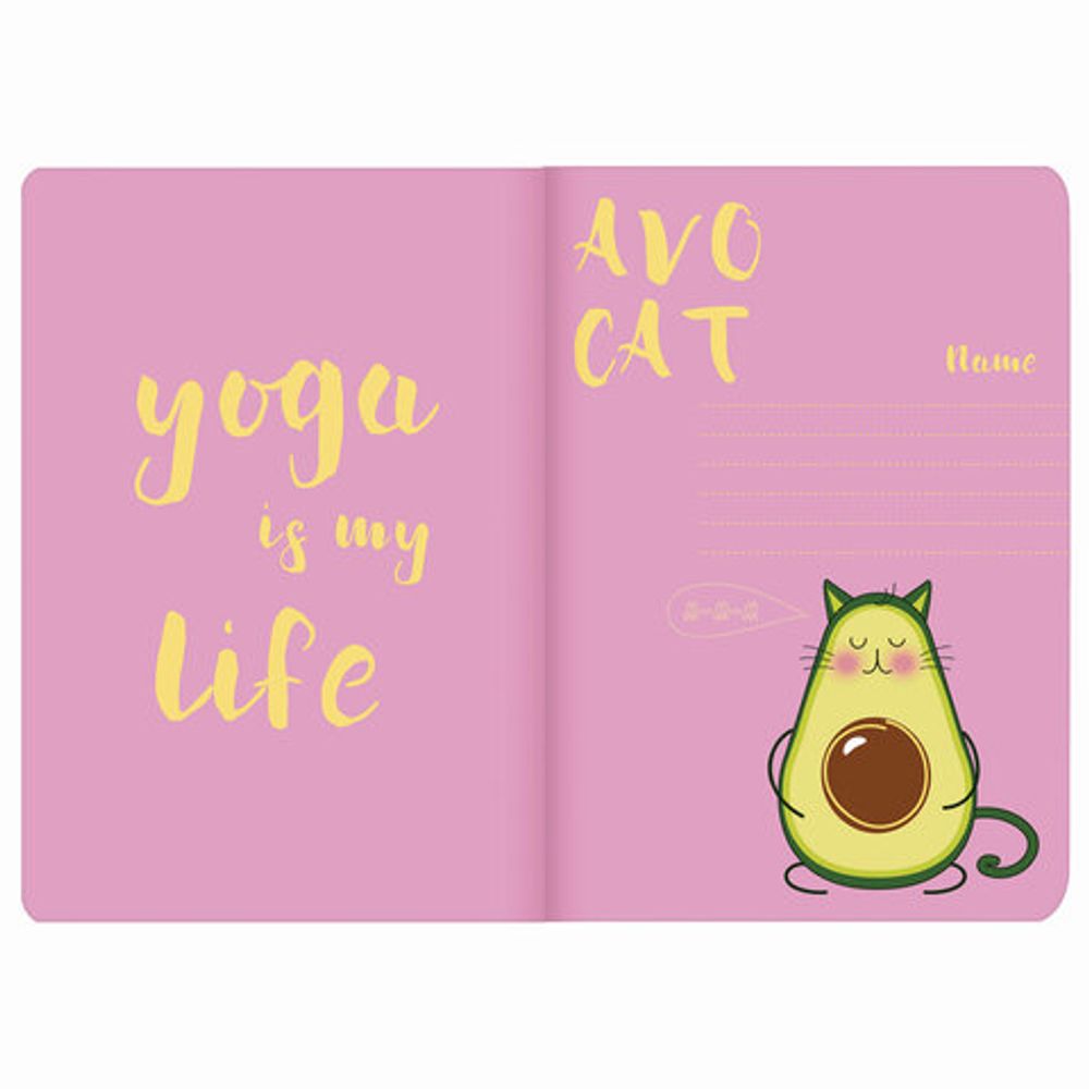 Тетрадь 40 л. в клетку обложка SoftTouch, бежевая бумага 70 г/м2, сшивка, А5 (147х210 мм), МИЛЫЕ АВОКАДО, BRAUBERG, 403770