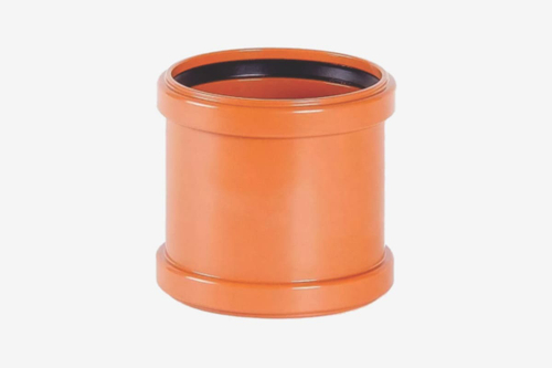 Муфта НПВХ (ПВХ) безнапорная соединительная для наружной канализации с раструбом, цвет коричневый, ХЕМКОР (Россия)