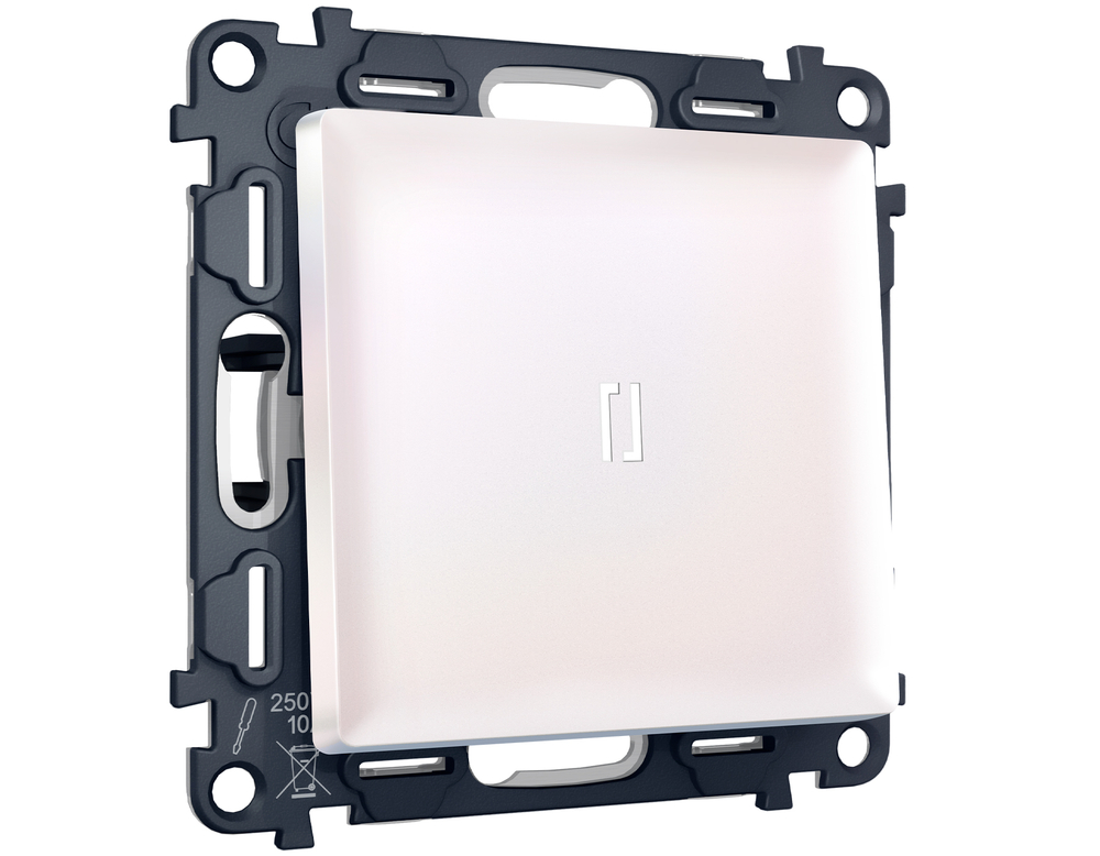 MA202055 Комплект механизма 1-кл выключателя с самовозвратом с подсветкой 5600K ALFA Жемчуг QUANT (AP2020, VM113, G14W)