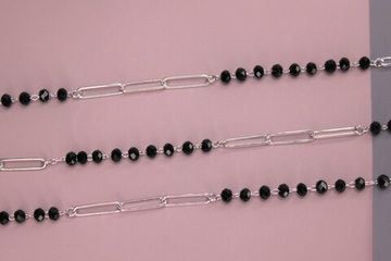 Цепь с черными бусинами 3 мм