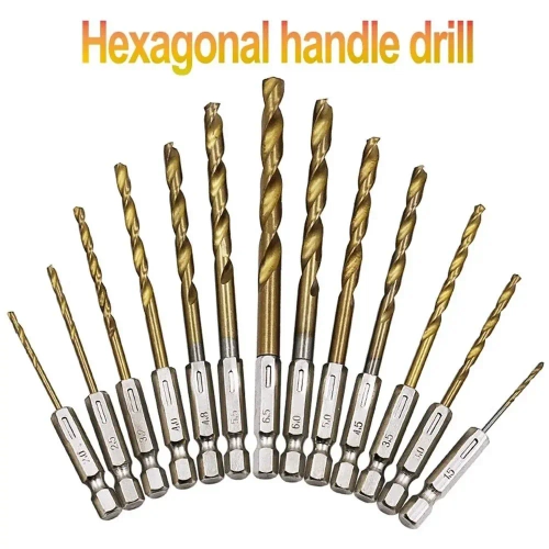 OZ-ATCA Набор из 16 сверл из быстрорежущей стали с покрытием 1/4 шестигранный хвостовик 1,5-6,5 мм