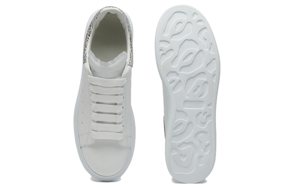 Alexander McQueen Alexander McQueen cowhide leather round head lace-up low-top sneakers men's white