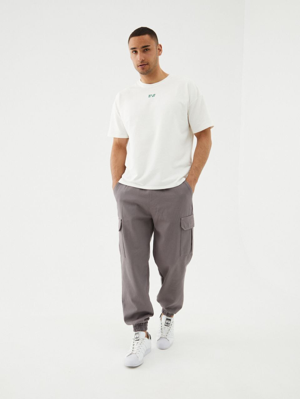 Джоггеры карго хлопковые. Серые