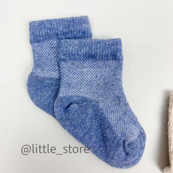 Носочки хлопковые "Машинка" Синий меланж/Бежевый с машинкой