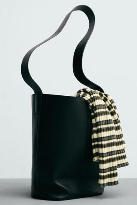 ZARA КОЖАНАЯ СУМКА-ШОПЕР LIMITED EDITION, ЧЕРНЫЙ