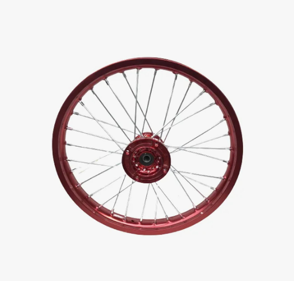 Обод передний 17" (1,60-R17 d=15mm) CNC ступица, алюминий/красный X-TECH