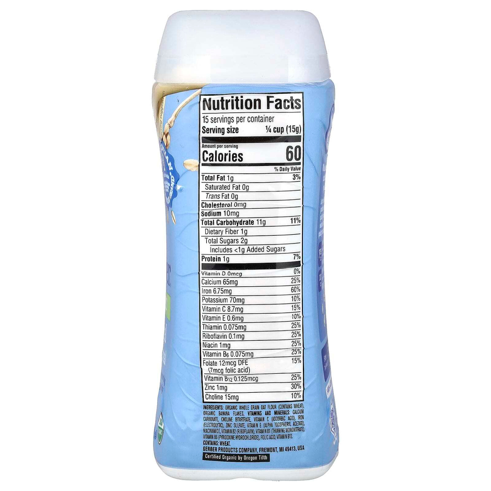Gerber, Organic for Baby, Grain & Grow ™, 2nd Foods, овсянка и банан, 227 г (8 унций)
