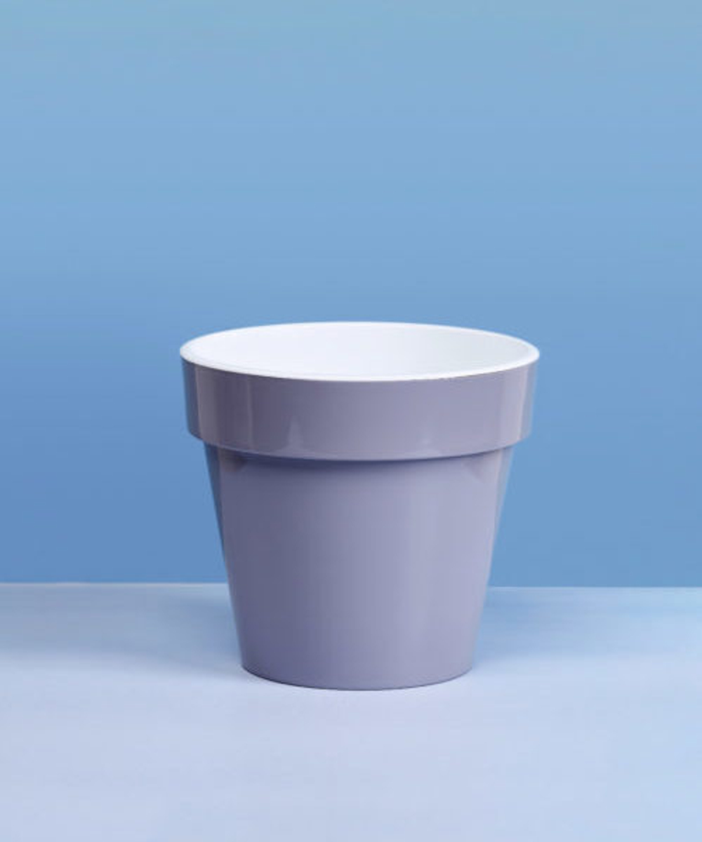 Кашпо для цветов пластиковое 15л d-32см «Порто» со вставкой серый шёлк