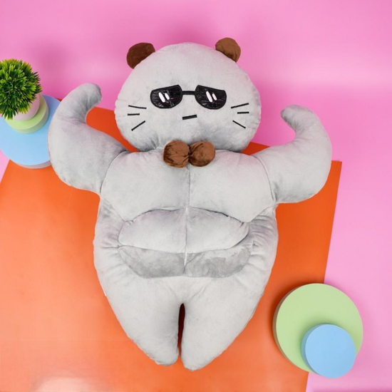 Мягкая игрушка Кот-качок серый, 55см