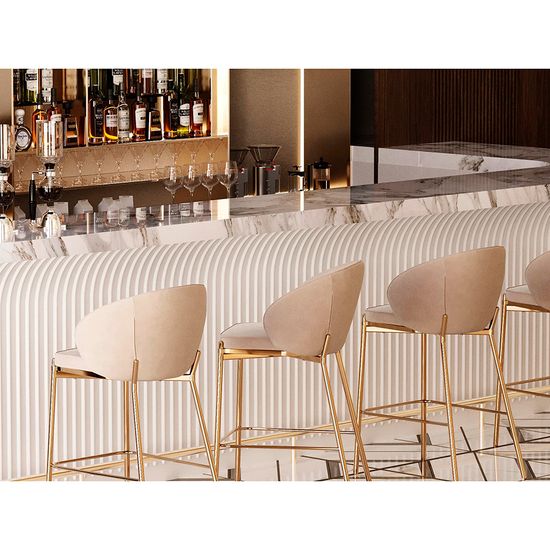 Стул полубарный coral, велюр, серо-бежевый