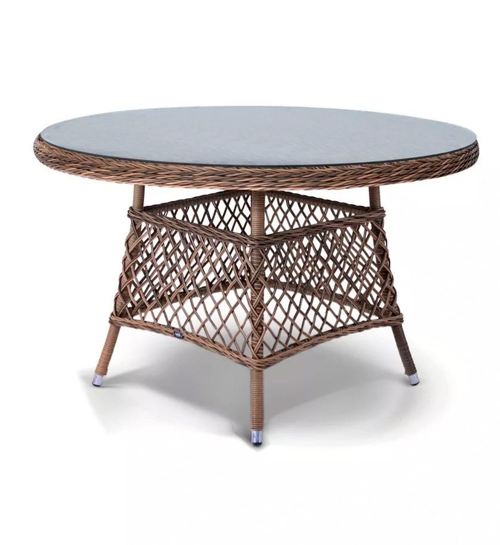 "Эспрессо" плетеный круглый стол, диаметр 118 см, цвет коричневый