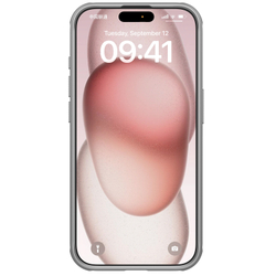 Чехол серого цвета (Titanium Gray) с вырезом под лого от Nillkin для iPhone 15 Pro Max, серия Super Frosted Shield Pro