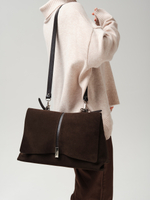 Замшевая сумка сэтчел Colette DBR 31349 черный каштан