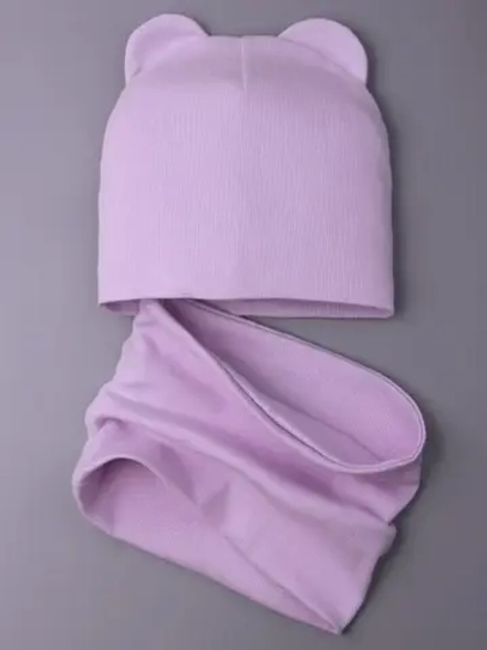 Шапка с ушками для малышей и снуд осенний