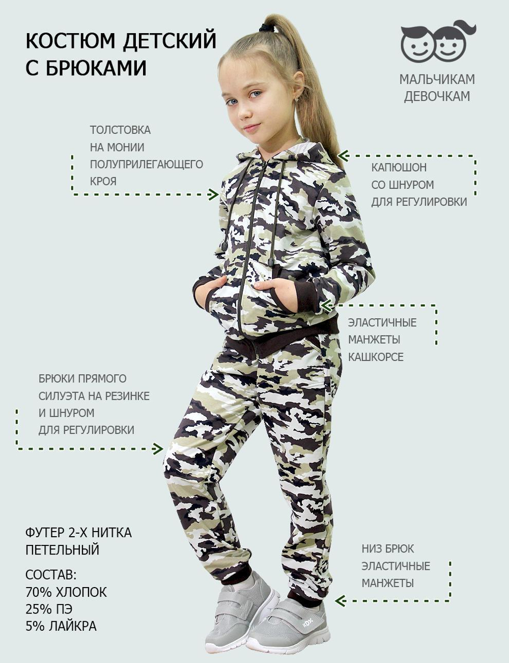 Костюм детский BVR-SPORT тк.Футер цв.Камуфляж 4974