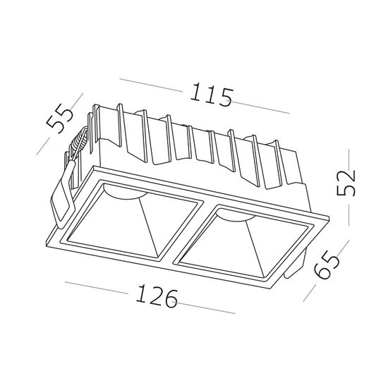 ST757.438.20 Св-к встр. Белый LED 2*10W 60° IP20 L65xW126xH52 85-265V В комплекте Встраиваемые светильники